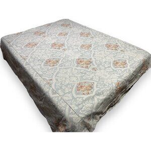 Pottery Barn Camilla Beige Linen Cotton Floral Medallion Full/Queen Duvet Cover